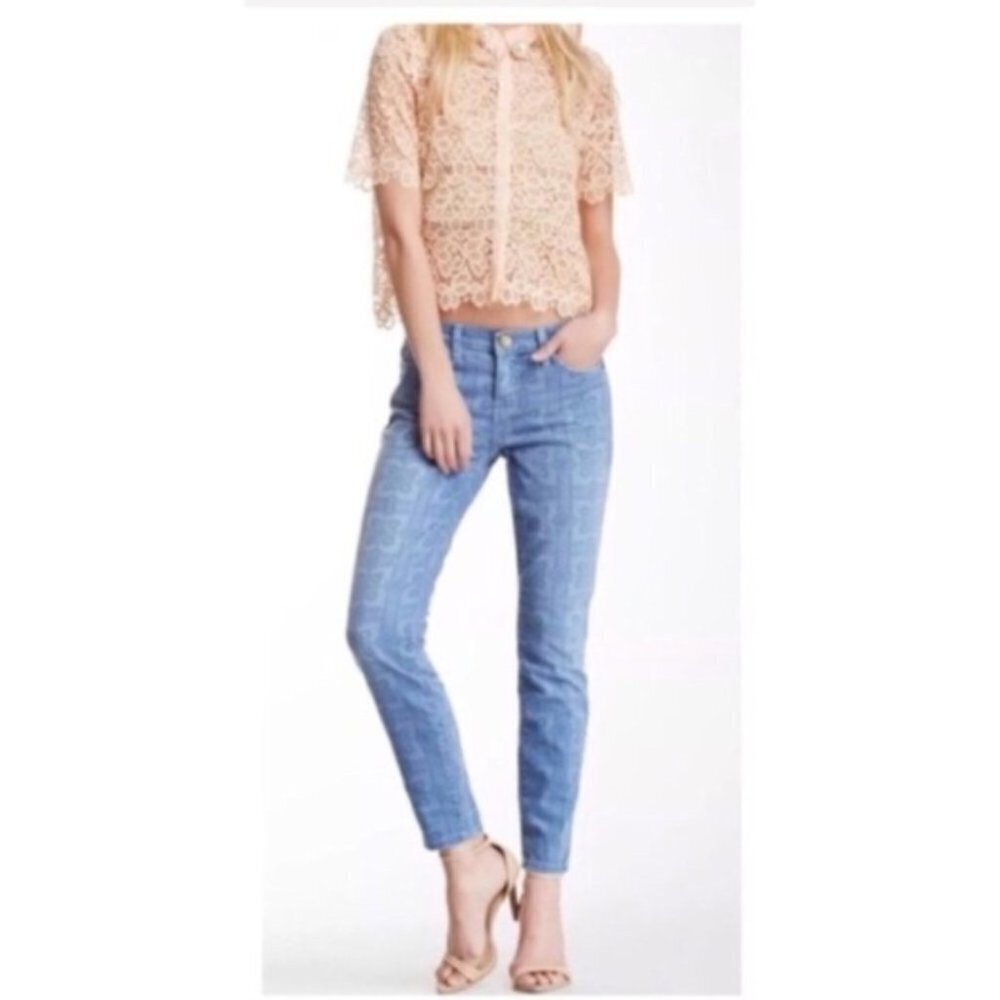 CURRENT Elliott The ROLLER Skinny Jeans Size 25 Navy Bandana Print